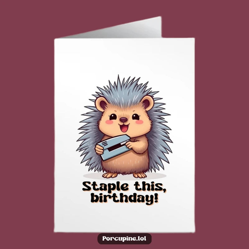 Free Printable Porcupine Stapler Birthday Card: Hilarious DIY Downloadable Gift for Organizers