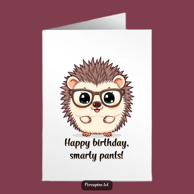 Funny Free Printable Birthday Card: Curious Porcupine, Scholarly Downloadable Humor