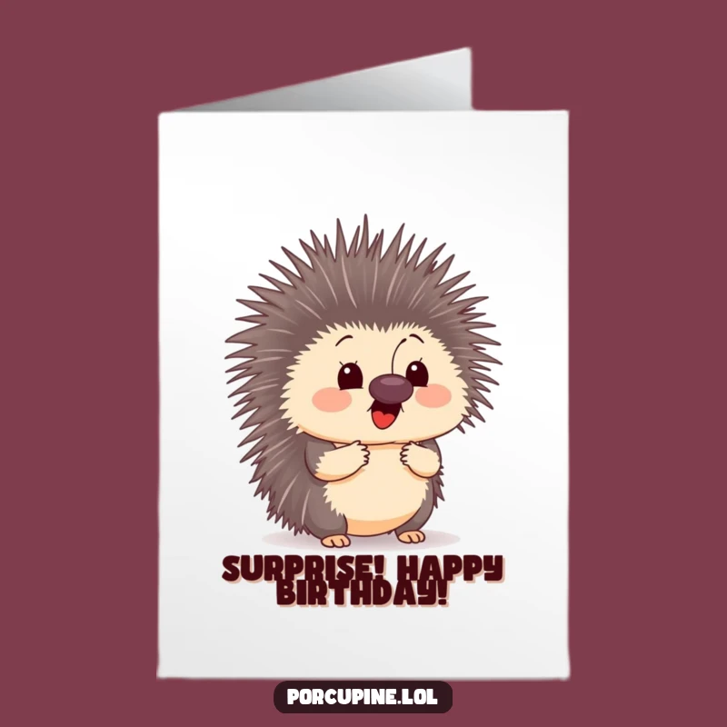 Funny Free Printable Birthday Card: Surprised Porcupine & Butterfly - Shocked Downloadable