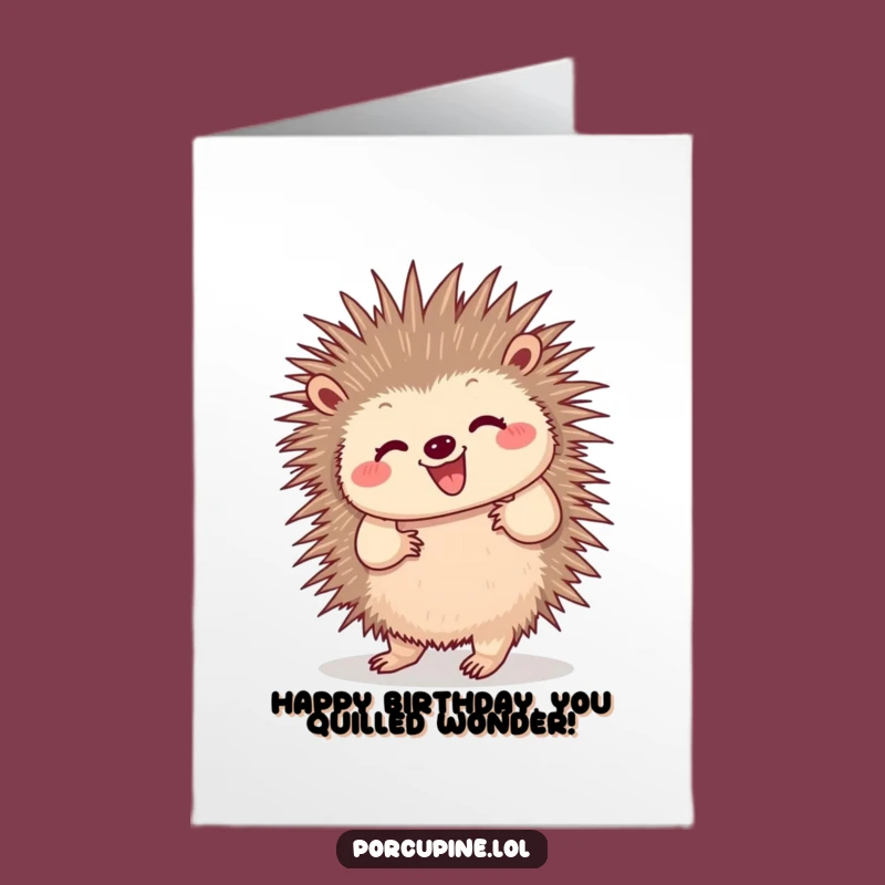 Free Printable Birthday Card: Dancing Porcupine, Funny Quills, Joyful Downloadable Gift