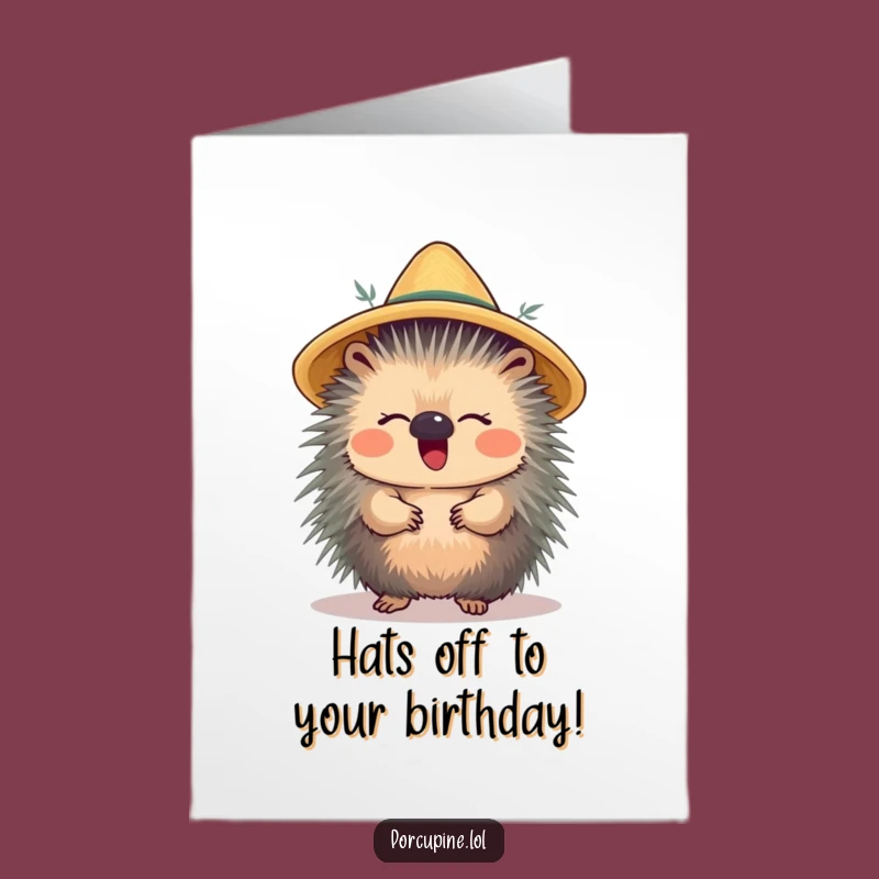 Free Printable Birthday Card: Giggling Porcupine Hat Fun - Hilarious Downloadable Gift!