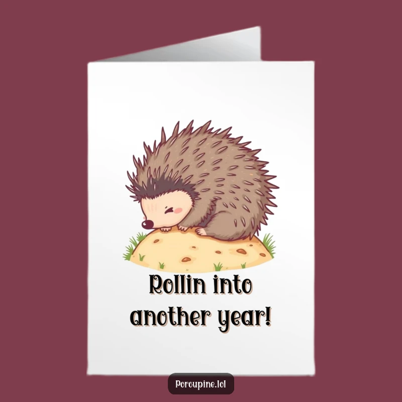 Funny Free Printable Birthday Card: Rolling Porcupine, Hilarious Downloadable Gift