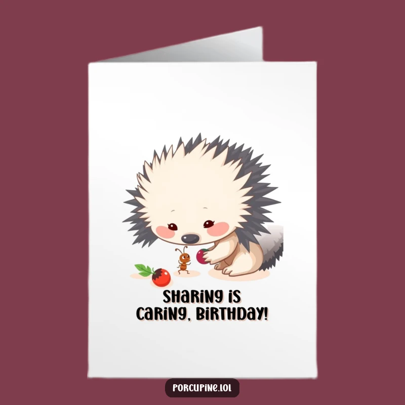 Sweet Free Printable Birthday Card: Porcupine & Ant Share - Kind Downloadable