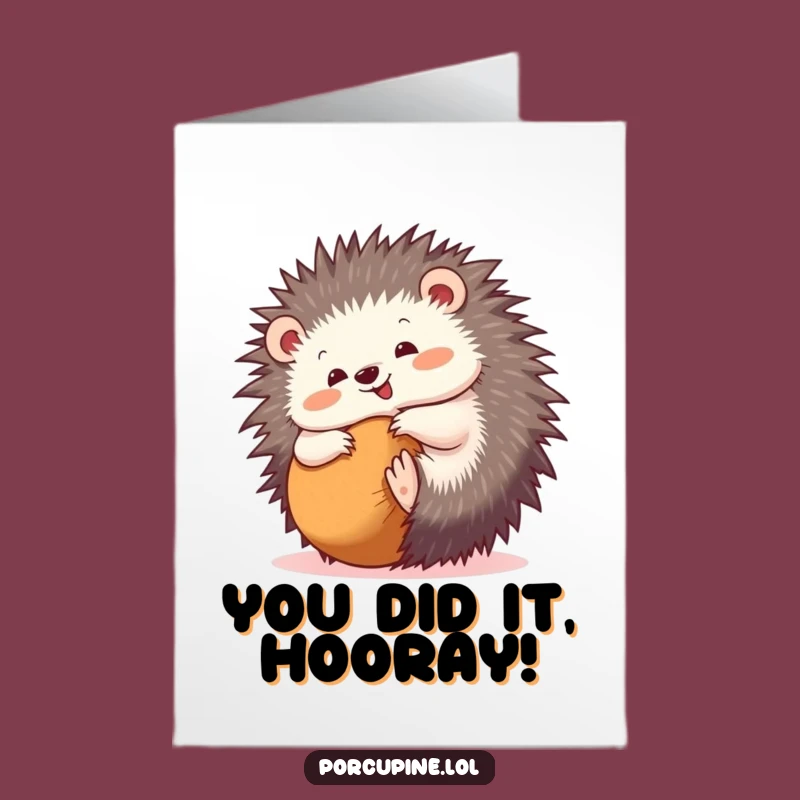 Free Printable Congrats Card: Rolling Porcupine, Joyful Downloadable Surprise
