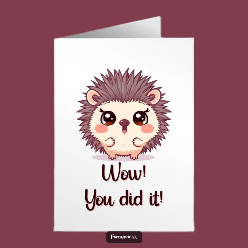 Free Printable Congrats Card: Surprised Porcupine, Wide Eyes, Humorous Downloadable