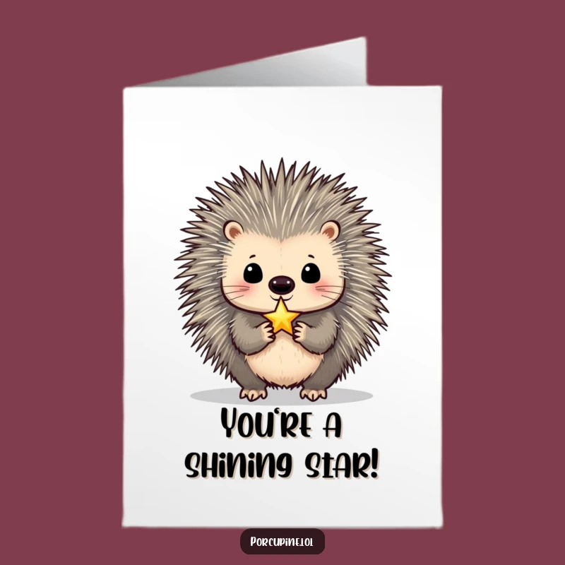 Free Printable Starry Porcupine Congrats Card - Shining Downloadable Art