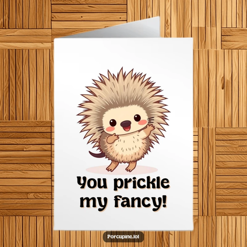 Funny Free Printable Congratulations Card: A porcupine energetically dances with its feet tapping a happy rhythm.
