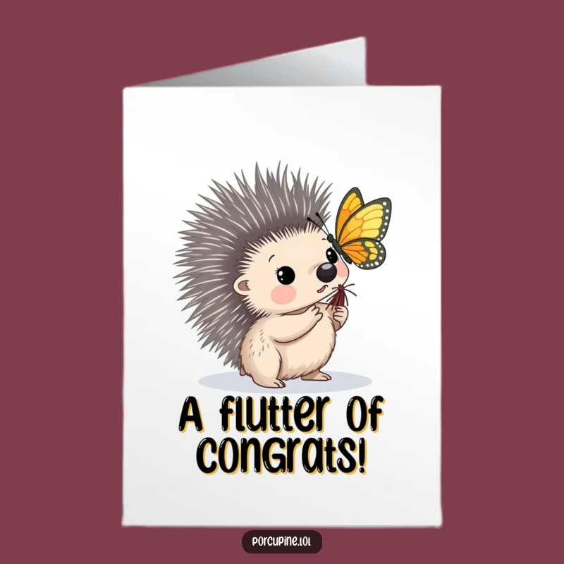 Magical Free Printable Congrats Card: Butterfly Porcupine, Enchanting Downloadable Gift