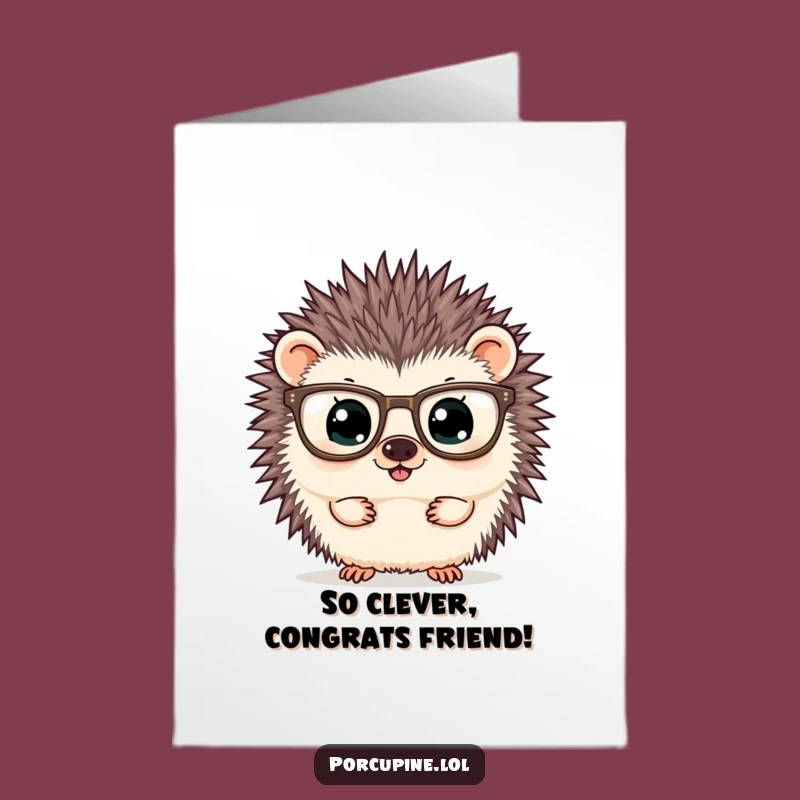 Free Printable Congrats Card: Smart Porcupine, Insightful Downloadable Cheer