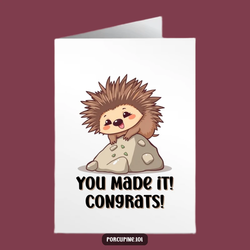 Funny Free Printable Congrats Card: Goofy Porcupine Ascent