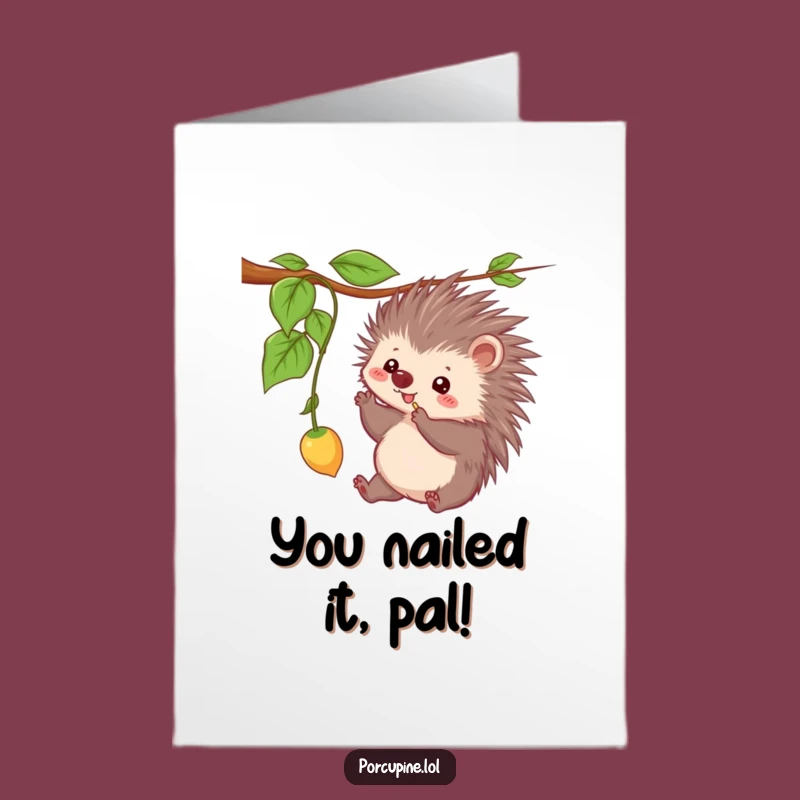 Kawaii Porcupine Funny Free Printable Congrats Card: Playful Blessings