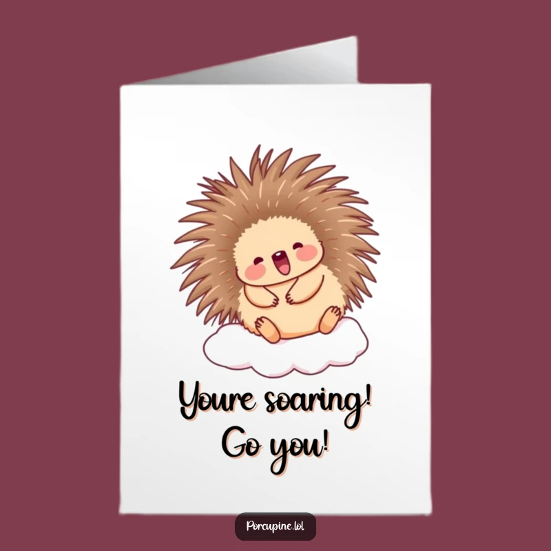 Congrats Free Printable Card: Porcupine's Joyful Cloud Bounce - Sweet Downloadable