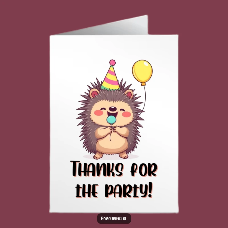 Free Printable Porcupine Thank You Card: Funny Popping Balloon Downloadable Gratitude