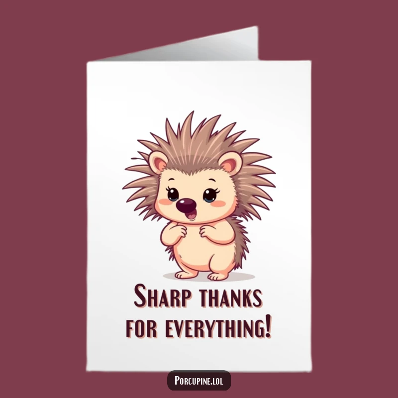 Free Printable Porcupine Thank You Card - Strong Downloadable for Appreciation
