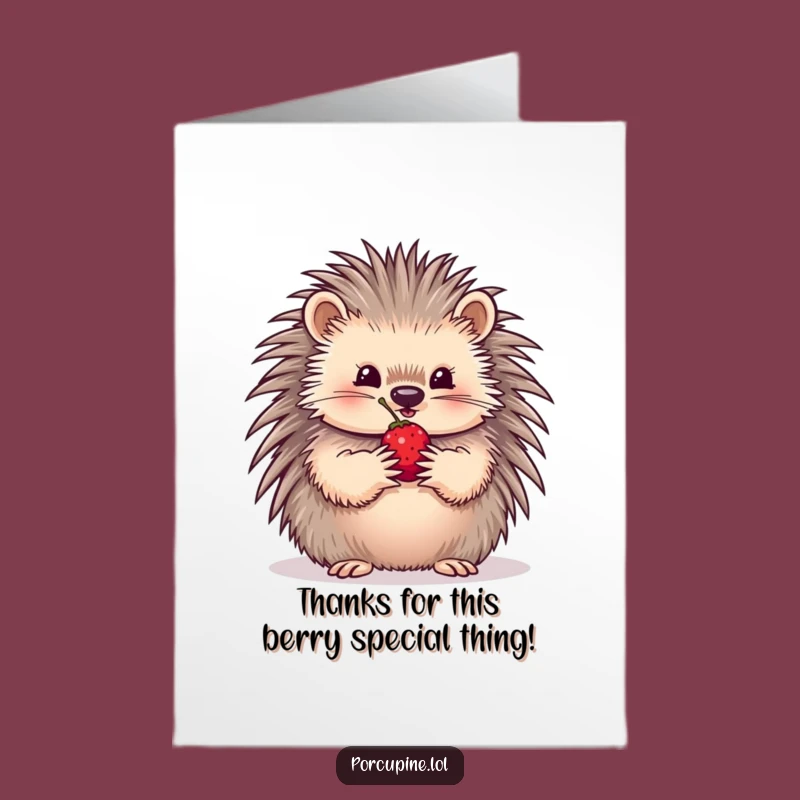 Free Printable Thank You Card: Porcupine's Berry Treat, Grateful Downloadable Thanks!
