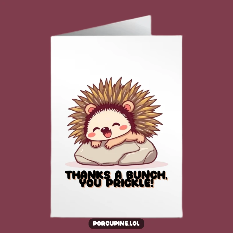 Free Printable Thank You Card: Porcupine's Glee Expresses Gratitude - Funny Downloadable