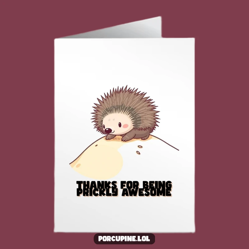 Free Printable Thank You Card: Porcupine Sand Surfer - Express Gratitude Funnily!