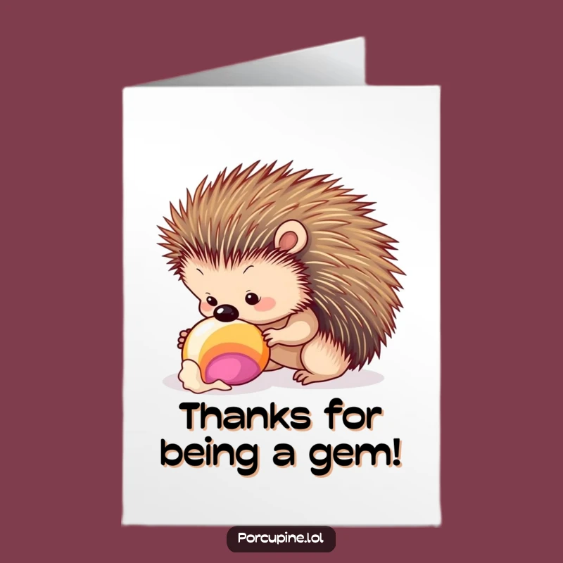 Free Printable Thank You Card: Porcupine Seashell Wonder - Downloadable