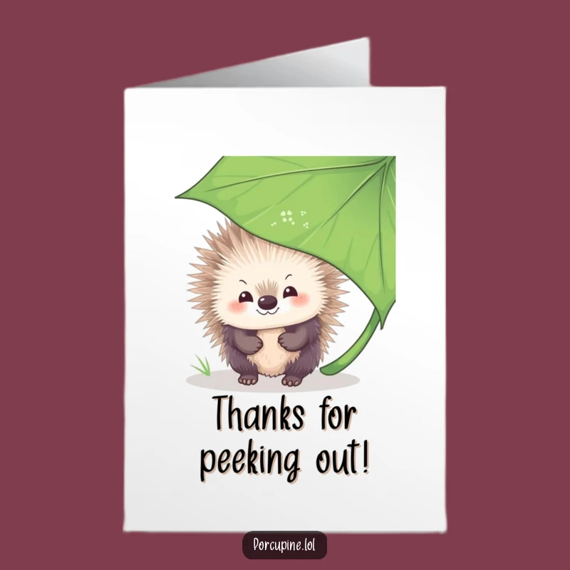 Free Printable Thank You Card: Shy Porcupine Thanks, Endearing Downloadable Note!
