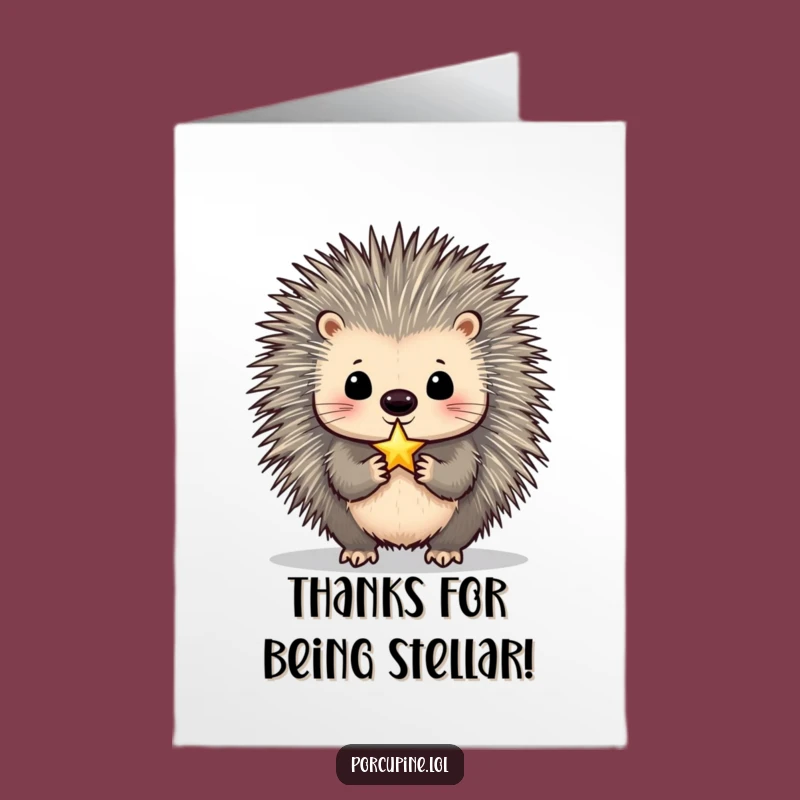 Free Printable Starry Porcupine Thank You Card - Shining Downloadable Gift