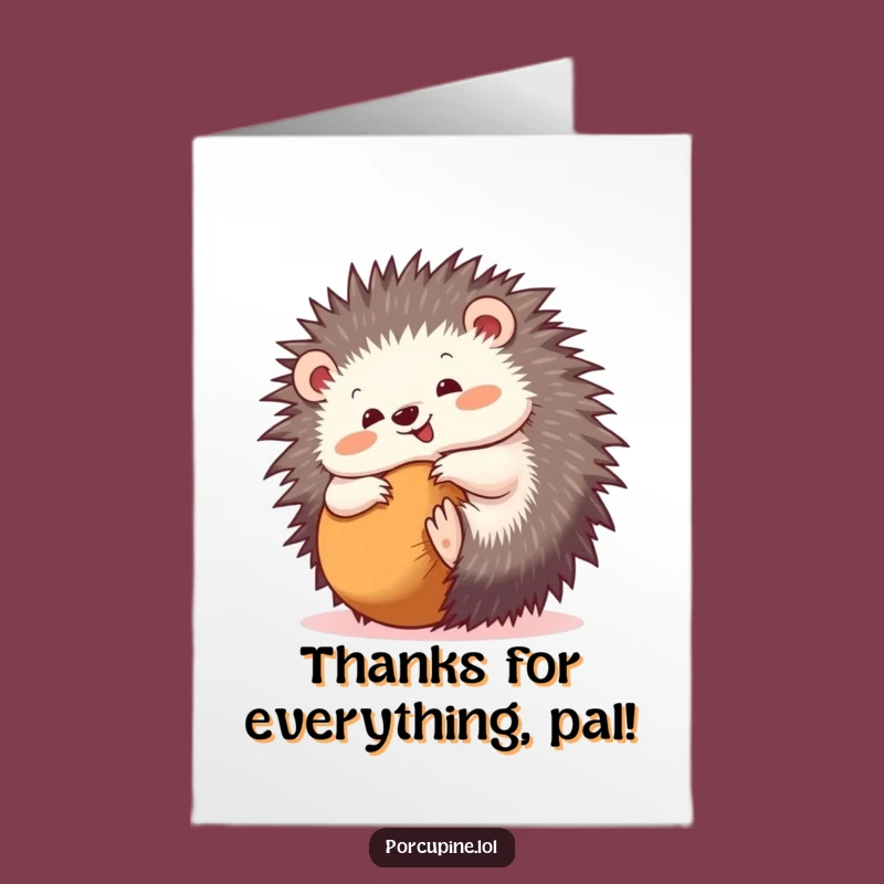 Free Printable Thank You Card: Rolling Porcupine, Grateful Downloadable Style