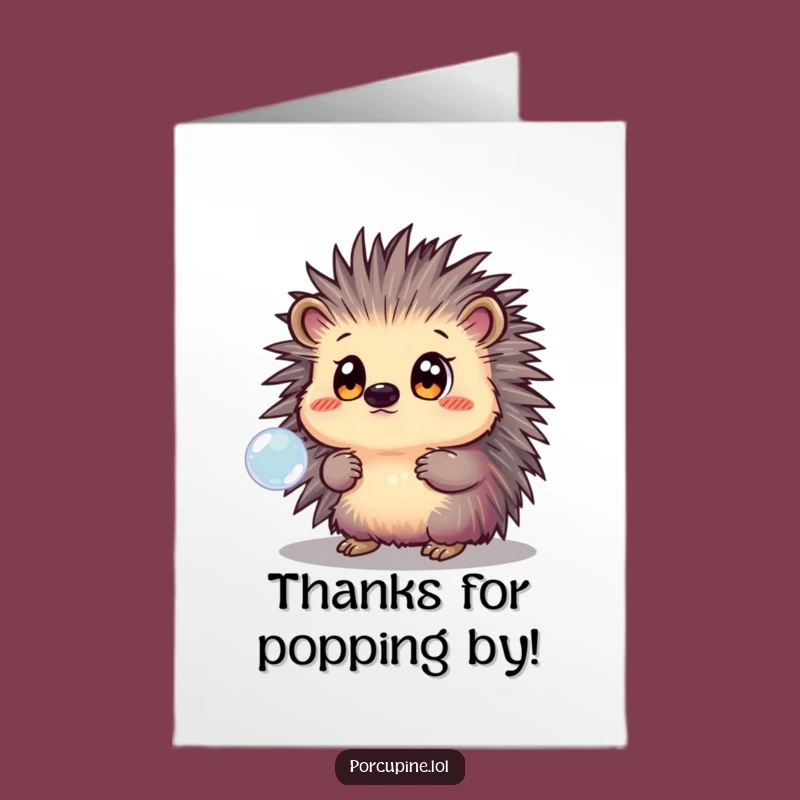 Free Printable Thank You Card: Grateful Porcupine & Bubble Art, Heartfelt Downloadable!