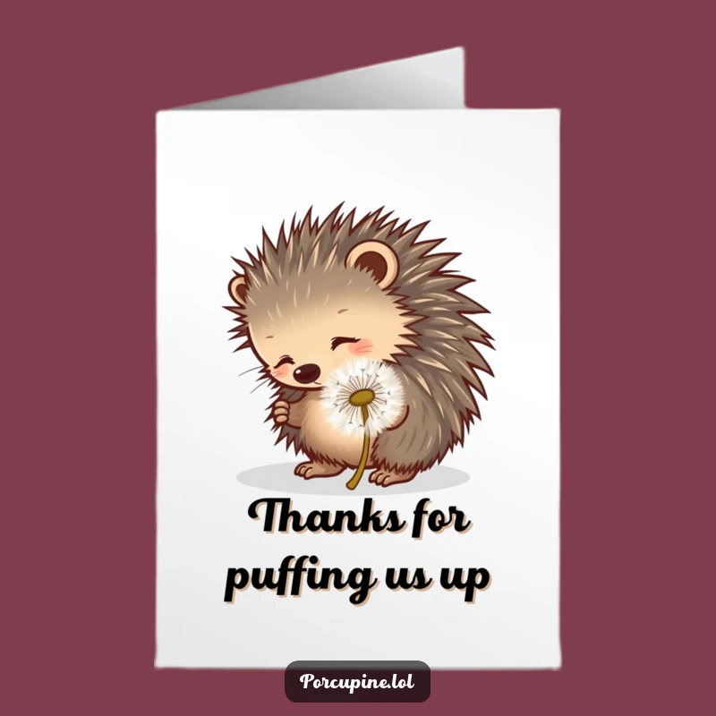 Free Printable Thank You Card: Dandelion Porcupine - Grateful DIY Downloadable!