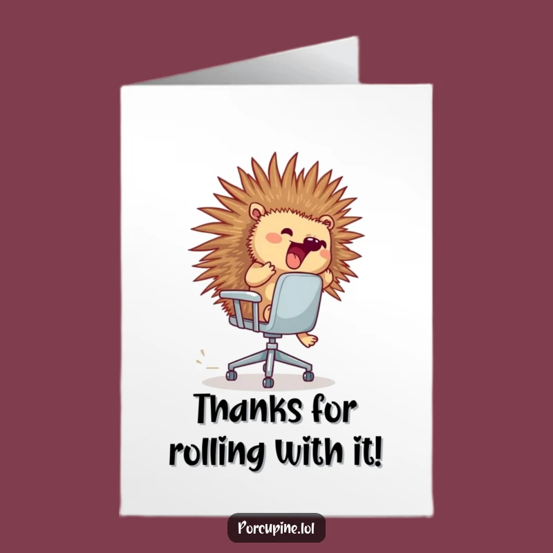 Free Printable Porcupine Thank You Card: Funny Chair Race Downloadable Gratitude