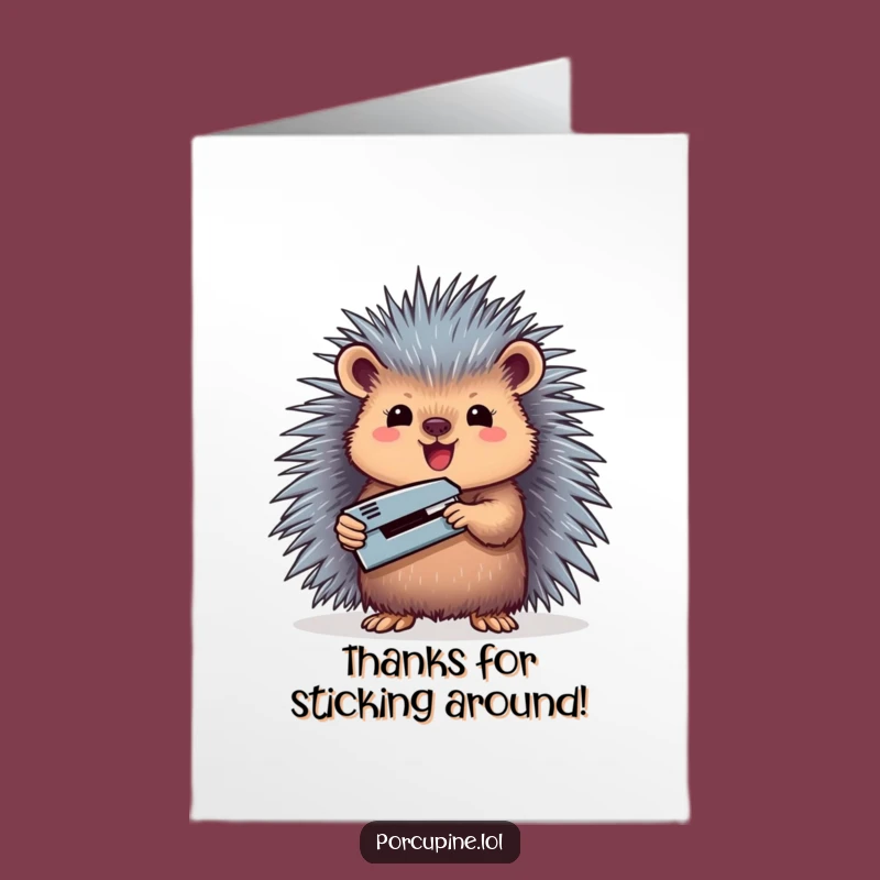 Free Printable Porcupine Stapler Thank You Card: Funny DIY Downloadable for Help