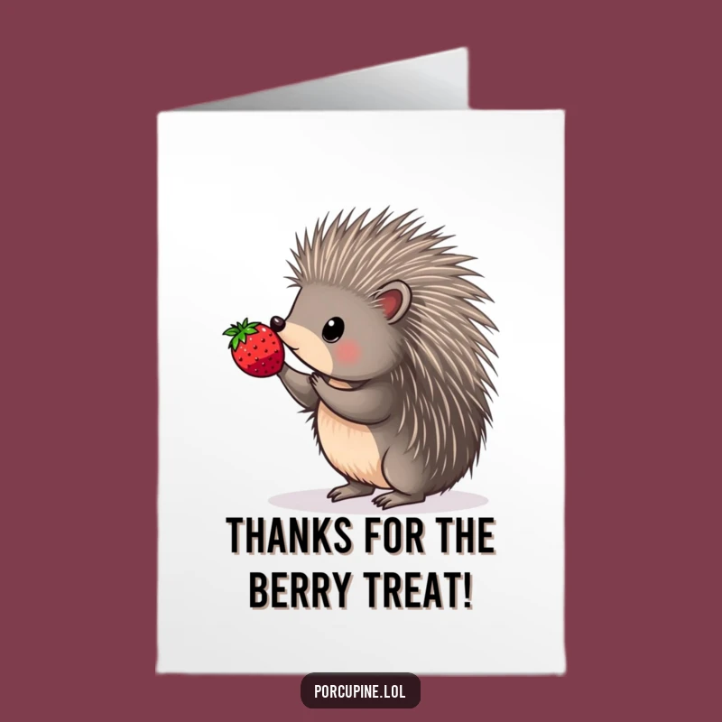 Sweet Free Printable Thank You Card: Berry Porcupine, Whimsical Downloadable Gift