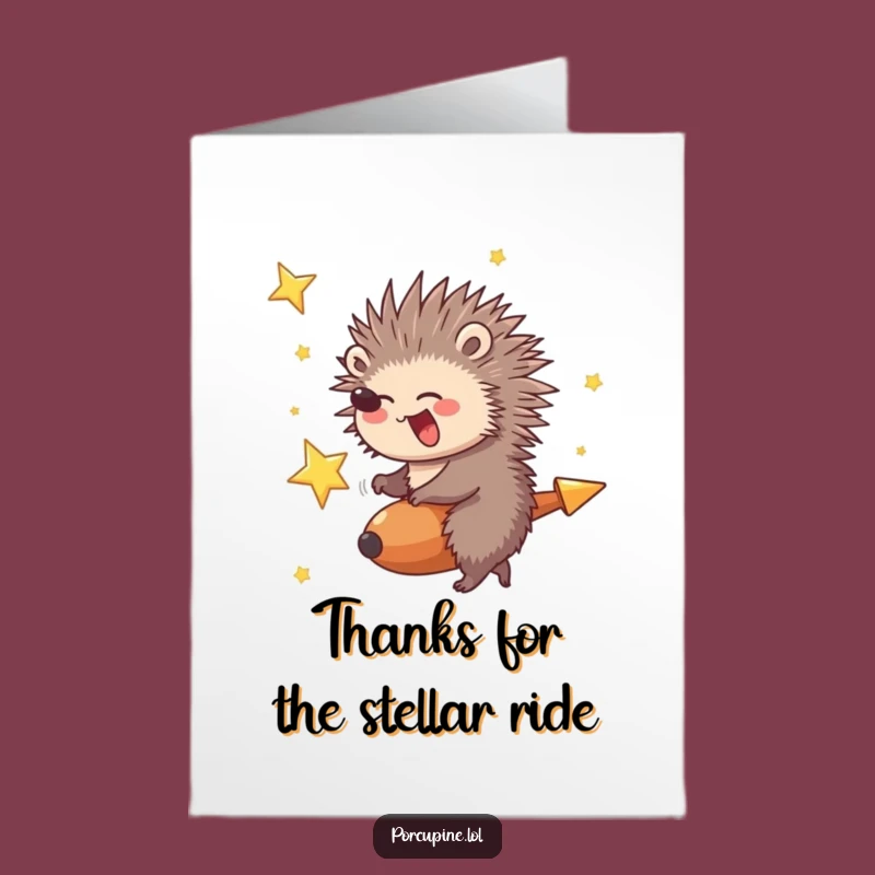 Free Printable Thank You Card: Porcupine's Star Ride of Gratitude - Giggling Downloadable