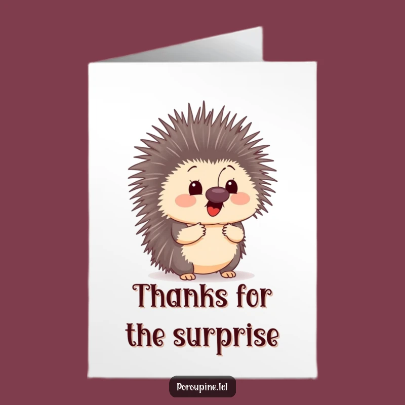 Funny Thank You Card Free Printable: Surprised Porcupine & Butterfly - Shocked Gratitude