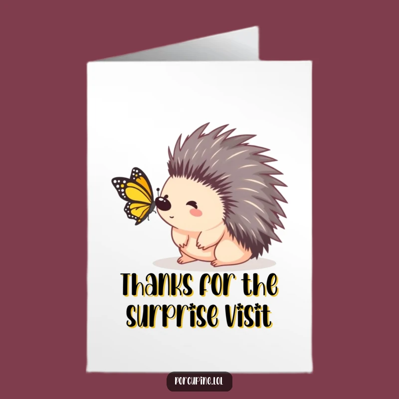 Free Printable Thank You Card: Surprised Porcupine - Grateful DIY Downloadable!