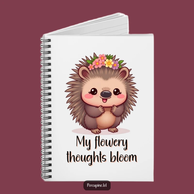 Funny Kawaii Porcupine Flower Crown Notebook: Jot Down Thoughts with Prickly Elegance