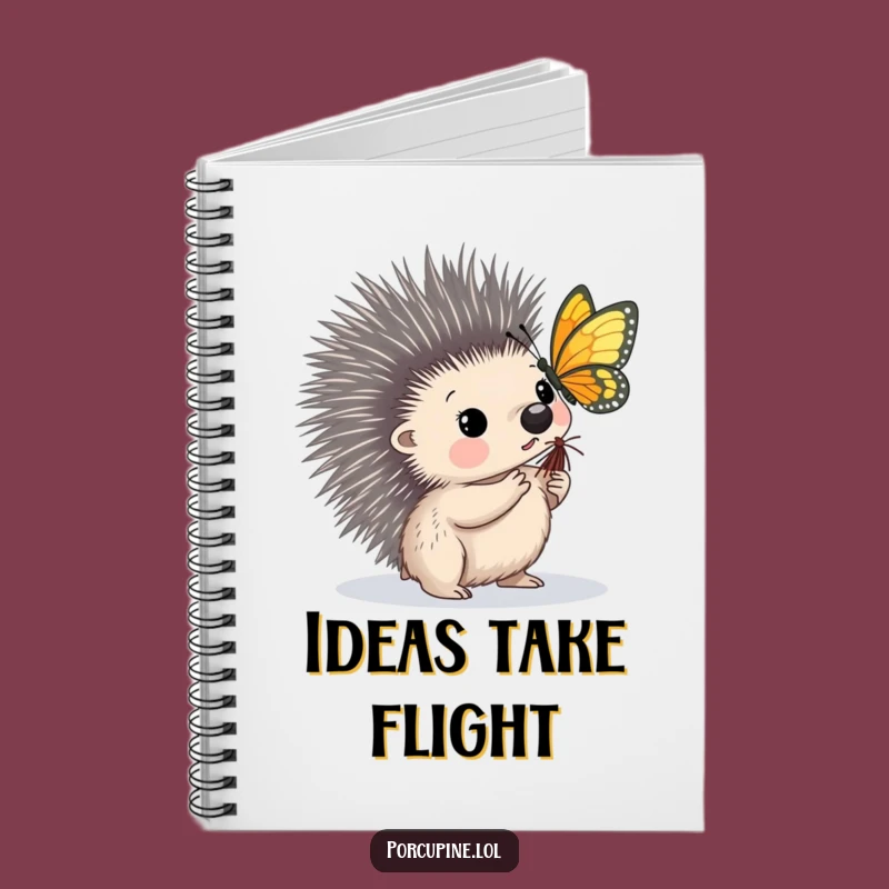 Funny Porcupine Butterfly Notebook - Prickly Journal for Curious Ideas Gift