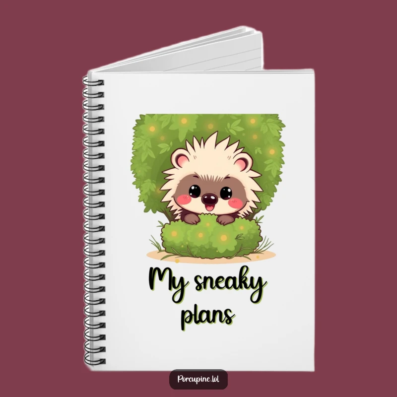 Funny Kawaii Porcupine Notebook: Mischievous Grin Journal, Peeking Gift