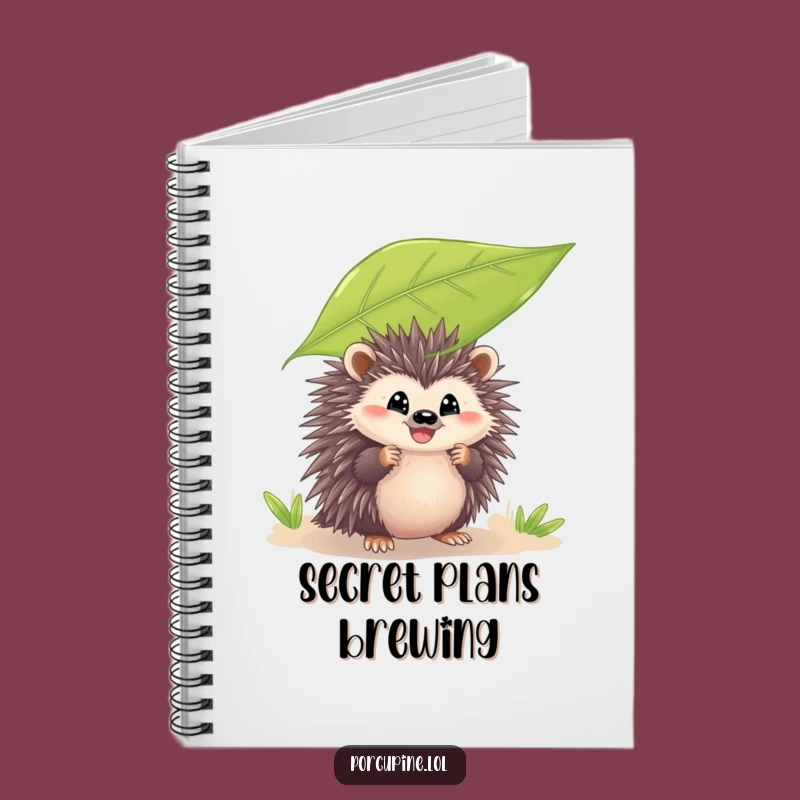 Funny Peeking Porcupine Notebook: Jot Down Ideas with a Leafy Grin