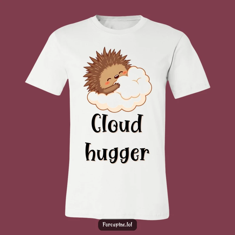 Funny Clumsy Hugging Cloud Porcupine Tee - Quirky & Humorous Apparel