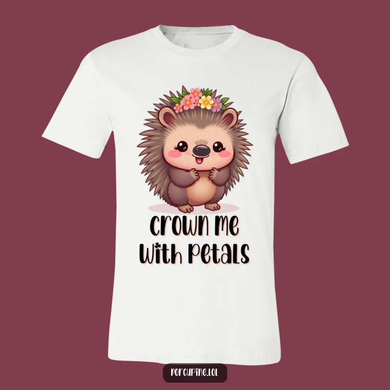 Funny Kawaii Porcupine Flower Crown T-Shirt: Wear Your Delight with This Hilarious Tee