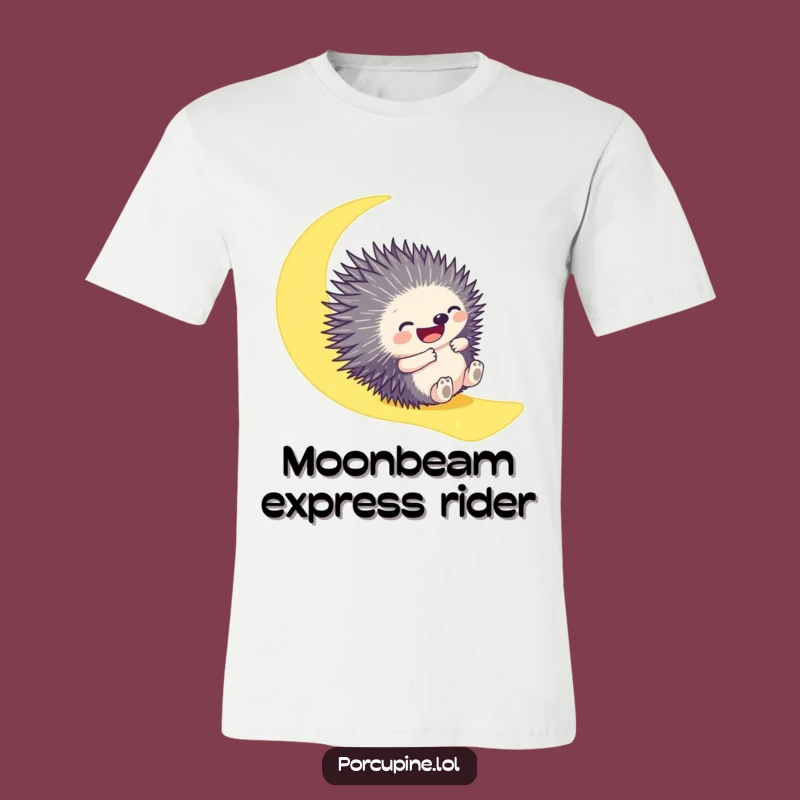 Funny Porcupine Moonbeam T-Shirt: Gleeful Slider for Hilarious Style