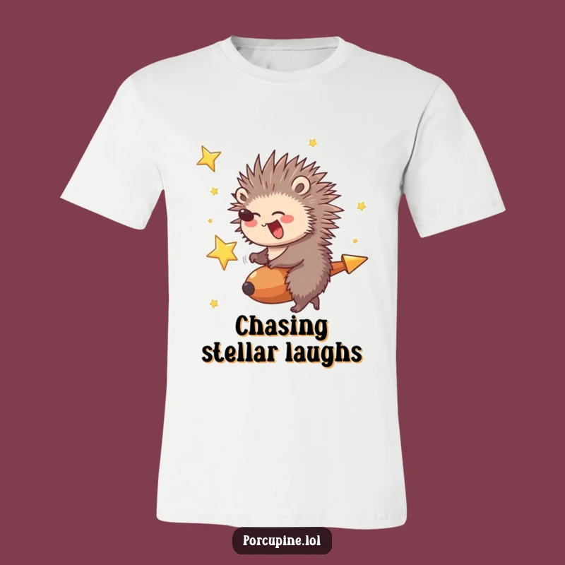 Funny Porcupine Shooting Star T-Shirt: Hilarious cosmic adventure tee