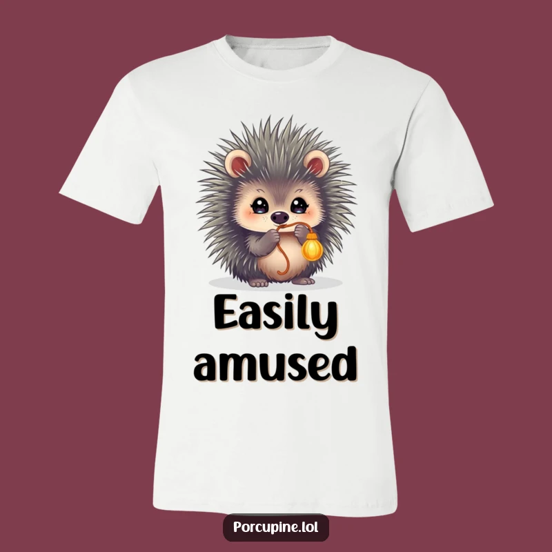 Funny Porcupine String Batting T-Shirt - Comical Tee for Playful Souls