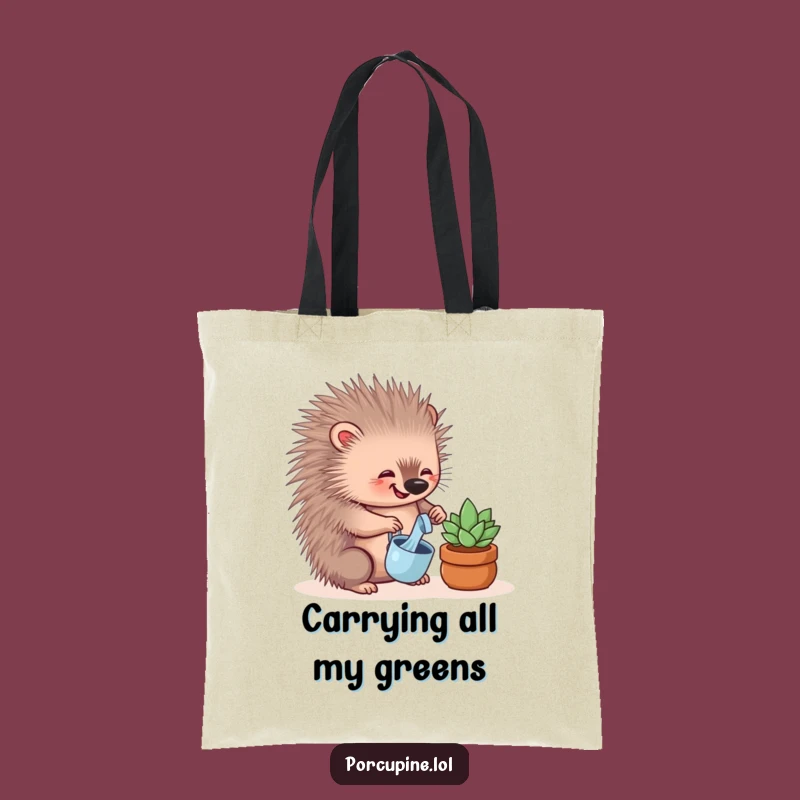 Funny Porcupine Tote Bag - Adorable Porcupine Plant Lover, Ideal Funny Gift