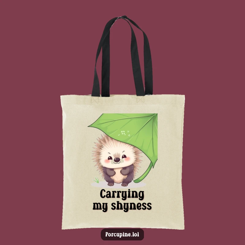Funny Shy Porcupine Tote Bag: Carry Your Charm with Humorous Style