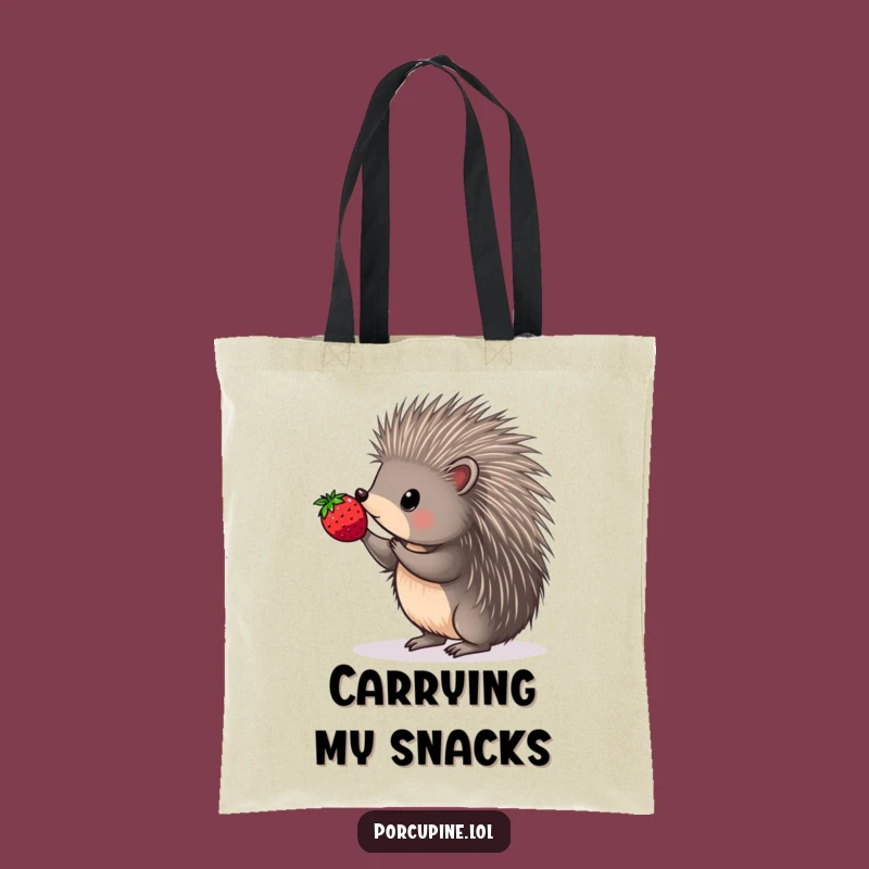 Funny Porcupine Berry Balance Tote Bag - Whimsical Prickly Carryall Gift