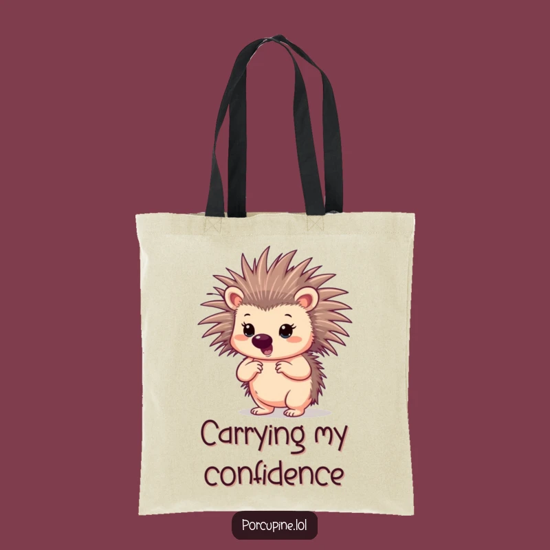 Funny Confident Porcupine Tote Bag: Carry Your Boldness Everywhere Gift