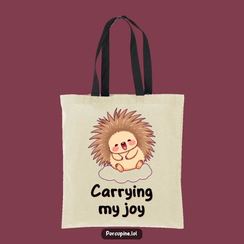 Funny Porcupine Cloud Tote Bag: Cute and happy accessory for everyday joy