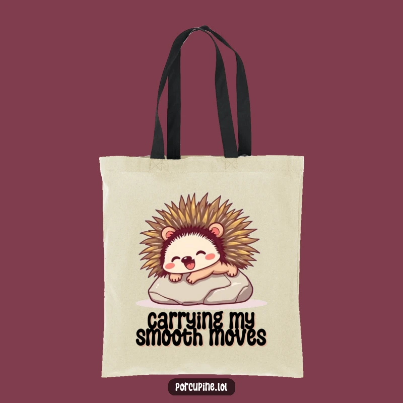 Funny Porcupine Stone Slide Tote Bag: Carry Your Fun