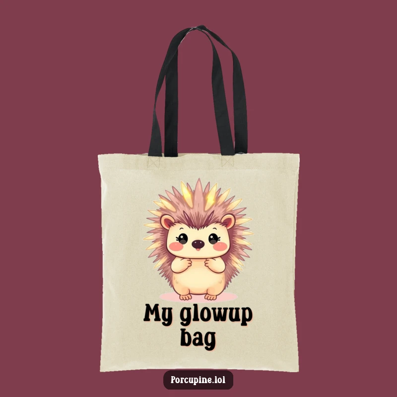 Funny Glowing Porcupine Tote Bag - Carry Your Sparkle & Humor