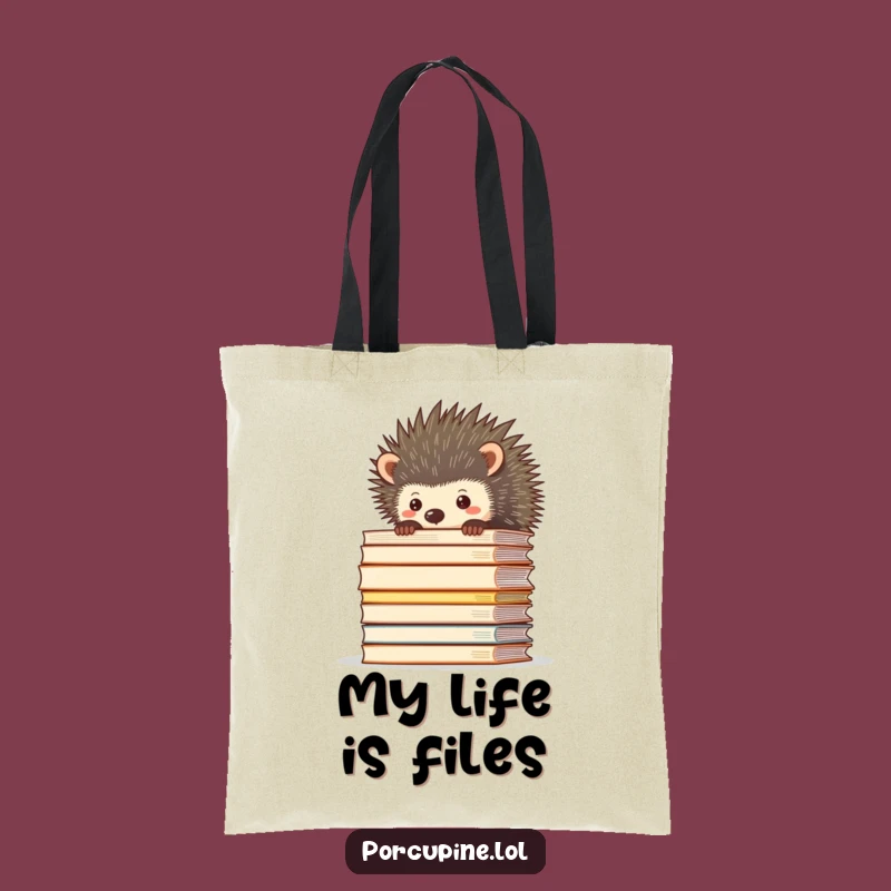 Practical Funny Porcupine File Stack Tote Bag: Carry Your Load with a Smile